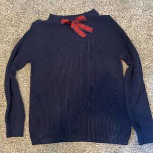 JCrew Mercantile Navy Plaid Bow Sweater